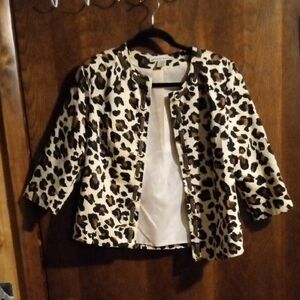 david brooks Cream & Brown Leopard Print Blazer